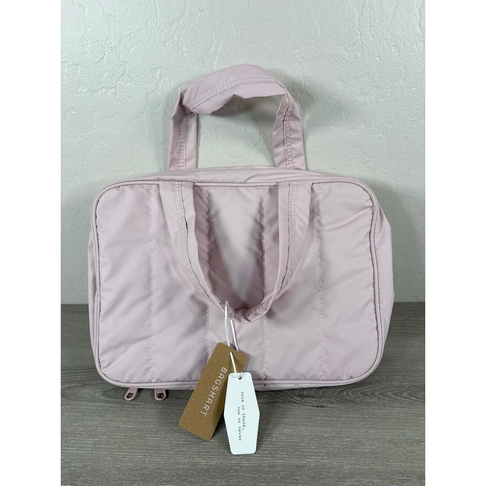 Bagsmart Hanging Toiletry Bag Quilted Puffer Travel Organizer Pink Large